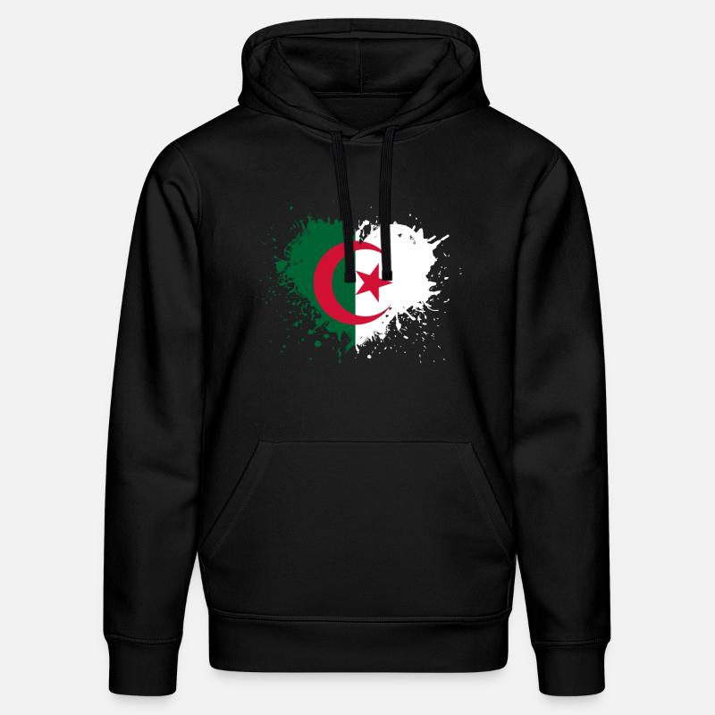 Coeur drapeau algerie - Sweat à capuche bio DRUMMER Stanley/Stella Unisexe - noir