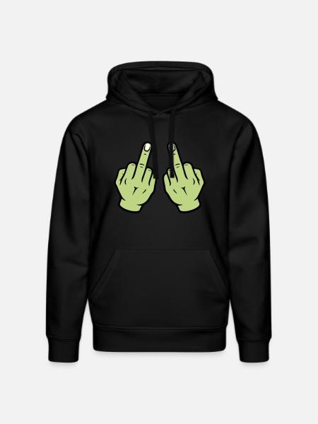 Middle Finger Hand - Stanley/Stella DRUMMER Unisex Organic Hoodie - black