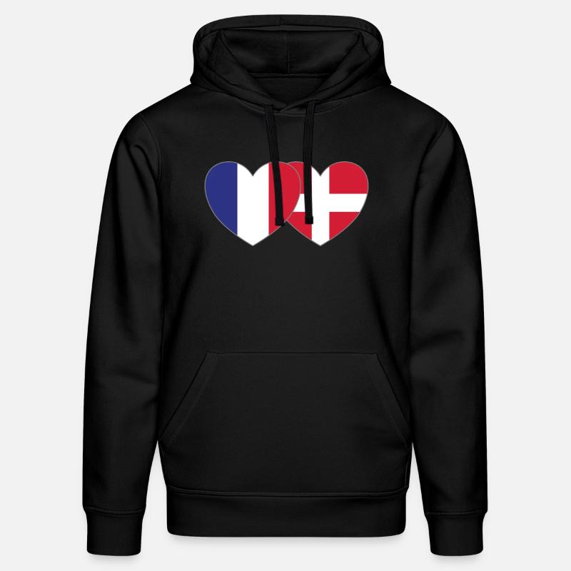 Drapeau France Danemark Coeur - Sweat à capuche bio DRUMMER Stanley/Stella Unisexe - noir