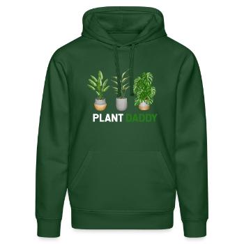 Plant Dad Shirt, Plant Daddy, Plant Shirt for Men - Sweat à capuche bio DRUMMER Stanley/Stella Unisexe - vert bouteille - Devant - Liana (172cm) & Jaron (178cm)