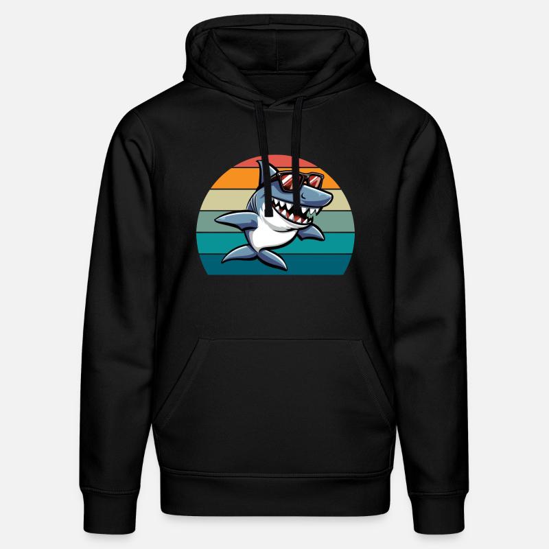 requin rétro drôle plage d’été - Sweat à capuche bio DRUMMER Stanley/Stella Unisexe - noir