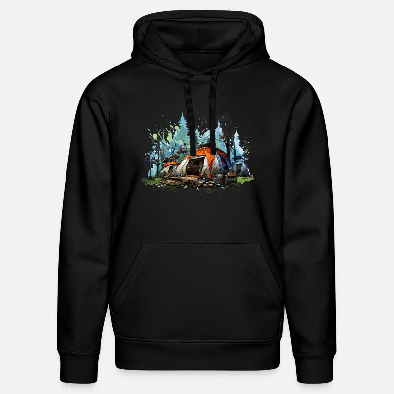 Camping-Atmosphäre. Ein Retro-Abenteuer. - Stanley/Stella Unisex Bio-Hoodie DRUMMER  - Schwarz