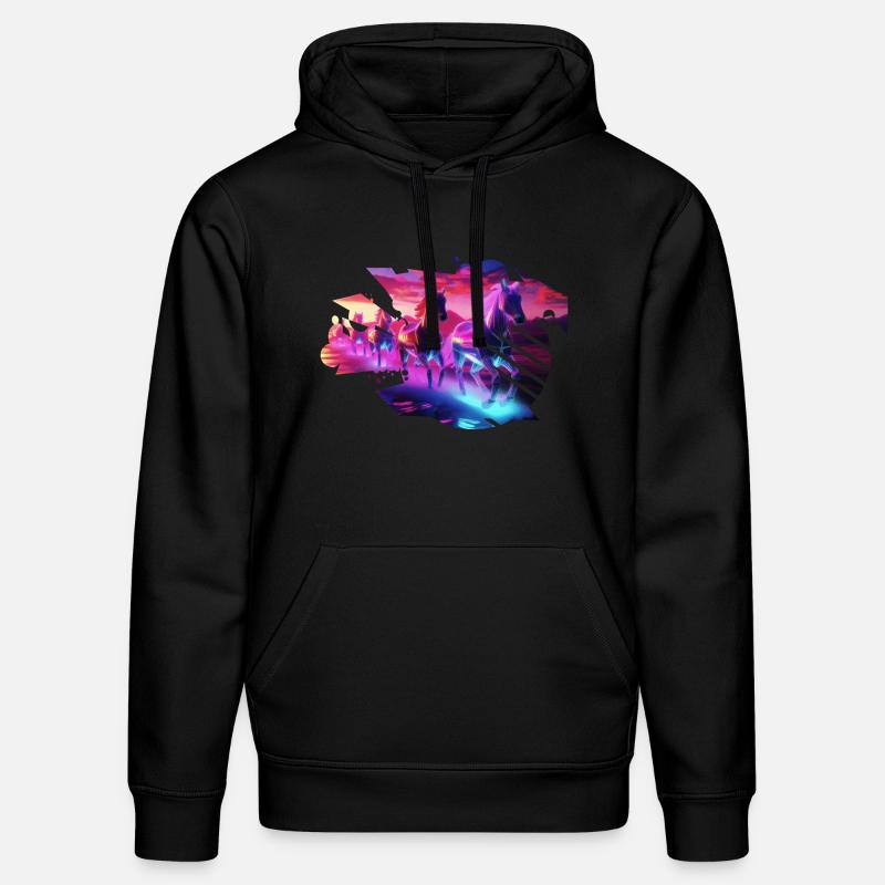 Elektrische Herde - Synthwave Horses - Stanley/Stella Unisex Bio-Hoodie DRUMMER  - Schwarz