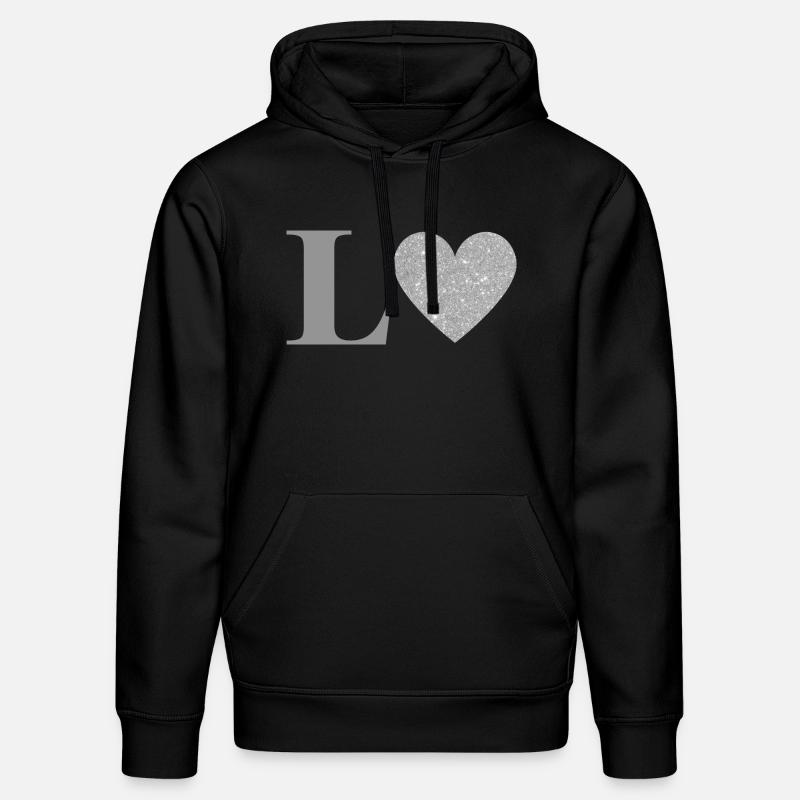 Buchstabe l silbernes Herz - Stanley/Stella Unisex Bio-Hoodie DRUMMER  - Schwarz