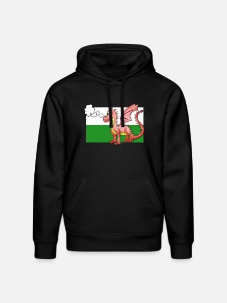 Puffing Welsh Dragon - Gregory - Stanley/Stella DRUMMER Unisex Organic Hoodie - black
