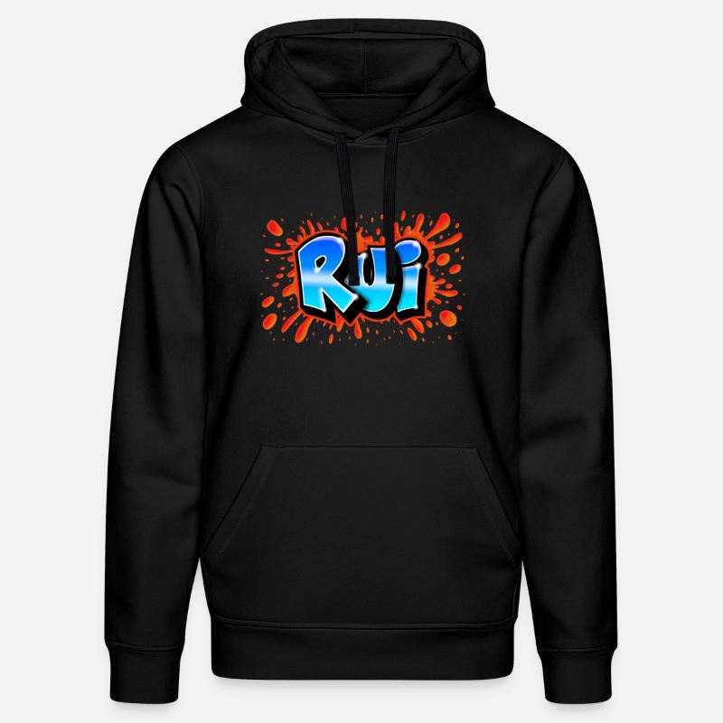 Graffiti prénom Rui+splash rouge - Sweat à capuche bio DRUMMER Stanley/Stella Unisexe - noir