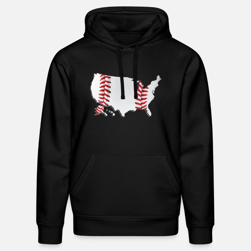 États-Unis | Vrai baseball | Carte - Sweat à capuche bio DRUMMER Stanley/Stella Unisexe - noir