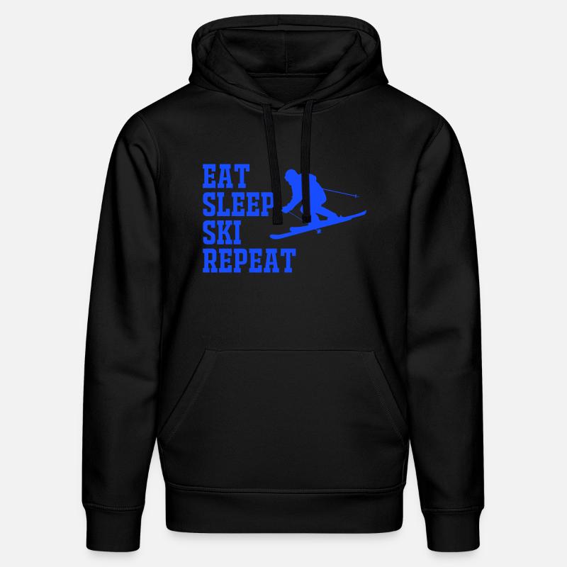 SKIER MANGER DORMIR RÉPÉTER - Sweat à capuche bio DRUMMER Stanley/Stella Unisexe - noir