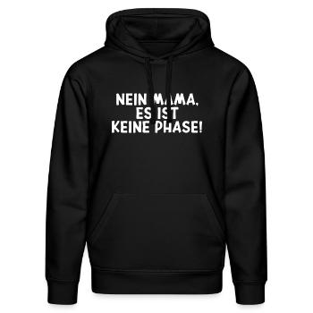 NEIN MAMA, ES IST KEINE PHASE Teenager Spruch - Stanley/Stella Unisex Bio-Hoodie DRUMMER  - Schwarz - Vorne - Marisol (170cm) & Nik (191cm)