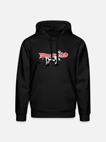 Super Cow Cartoon - Stanley/Stella DRUMMER Unisex Organic Hoodie - black