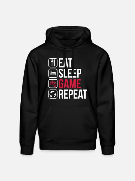 Eat Sleep Game Repeat - Stanley/Stella Unisex Bio-Hoodie DRUMMER - Schwarz