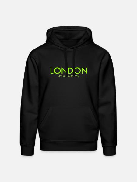 London - Coordinates - Latitude - Longitude - GB - Stanley/Stella DRUMMER Unisex Organic Hoodie - black