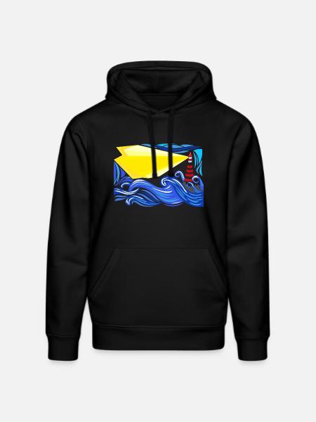 stormy sea with lighthouse - Stanley/Stella DRUMMER Unisex Organic Hoodie - black