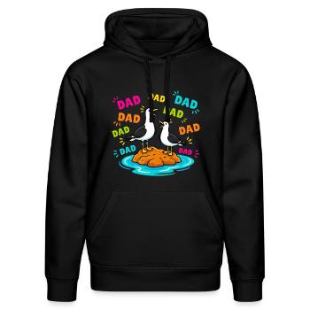 Dad Dad Dad - Lustige Möwen Kinder - Stanley/Stella Unisex Bio-Hoodie DRUMMER  - Schwarz - Vorne - Marisol (170cm) & Nik (191cm)