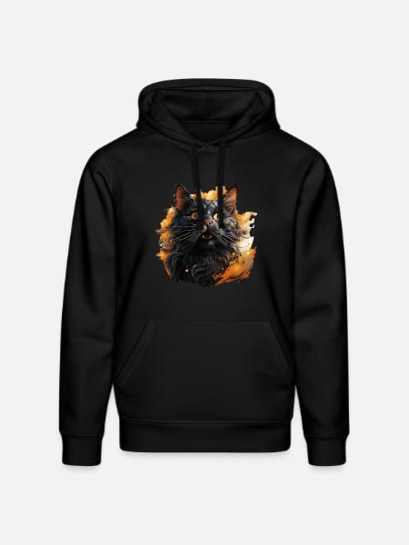 Cat - Stanley/Stella DRUMMER Unisex Organic Hoodie - black