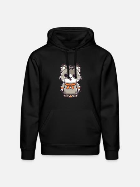 Raccoon - Kawaii Style - Stanley/Stella DRUMMER Unisex Organic Hoodie - black