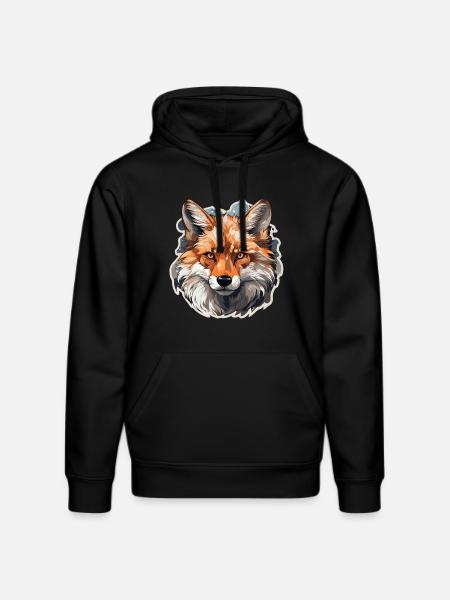 Fox - illustration - Stanley/Stella DRUMMER Unisex Organic Hoodie - black