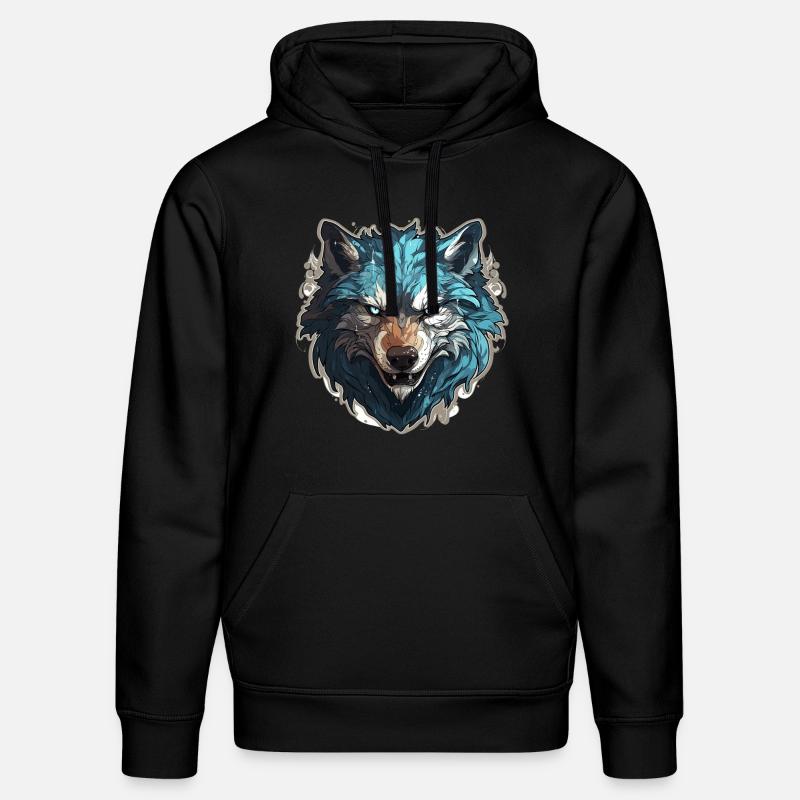 Loup - Illustration - Sweat à capuche bio DRUMMER Stanley/Stella Unisexe - noir