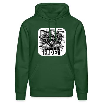 Hacker - Illustration - Stanley/Stella DRUMMER Unisex Organic Hoodie - bottle green - Front - Liana (172cm) & Jaron (178cm)