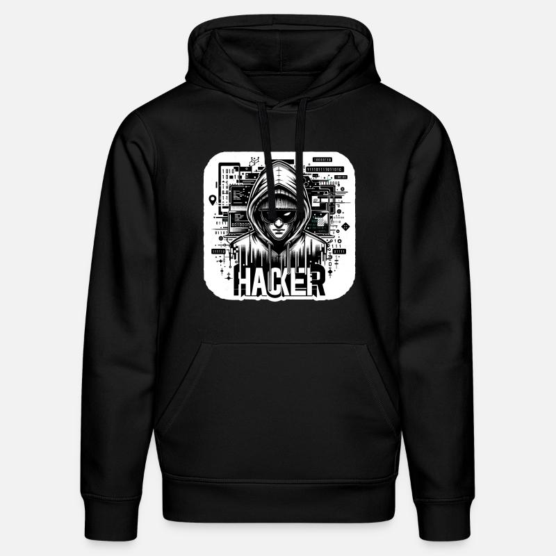 Hacker - Illustration - Stanley/Stella Unisex Bio-Hoodie DRUMMER  - Schwarz