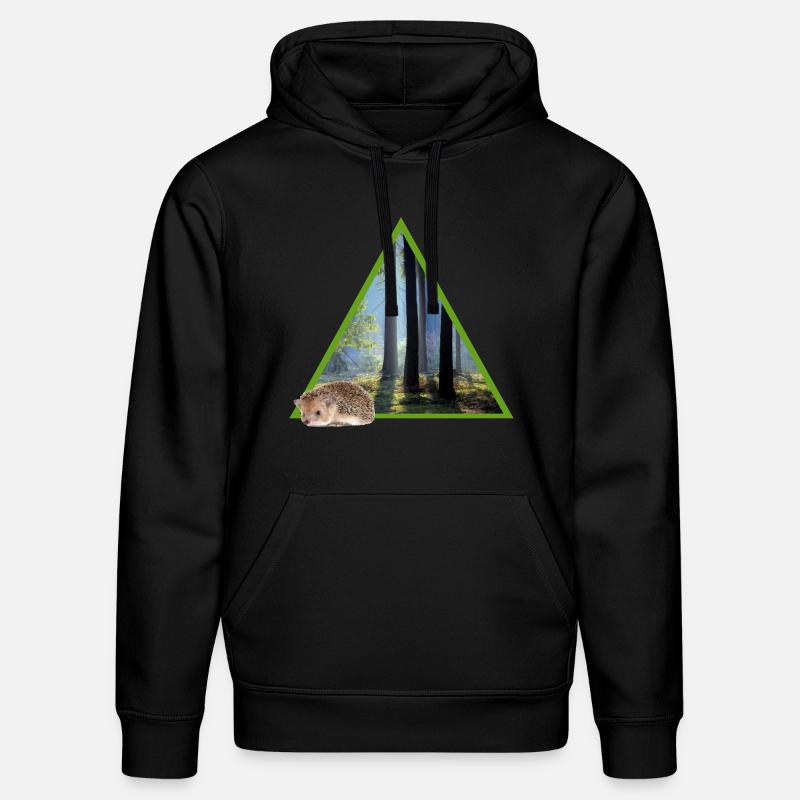 forêt 52 avec hérisson - Sweat à capuche bio DRUMMER Stanley/Stella Unisexe - noir