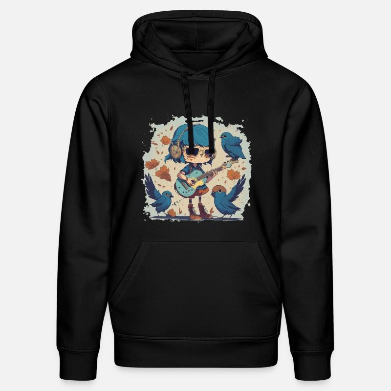 Mädchen mit Gitarre im Herbst - Stanley/Stella Unisex Bio-Hoodie DRUMMER - Schwarz