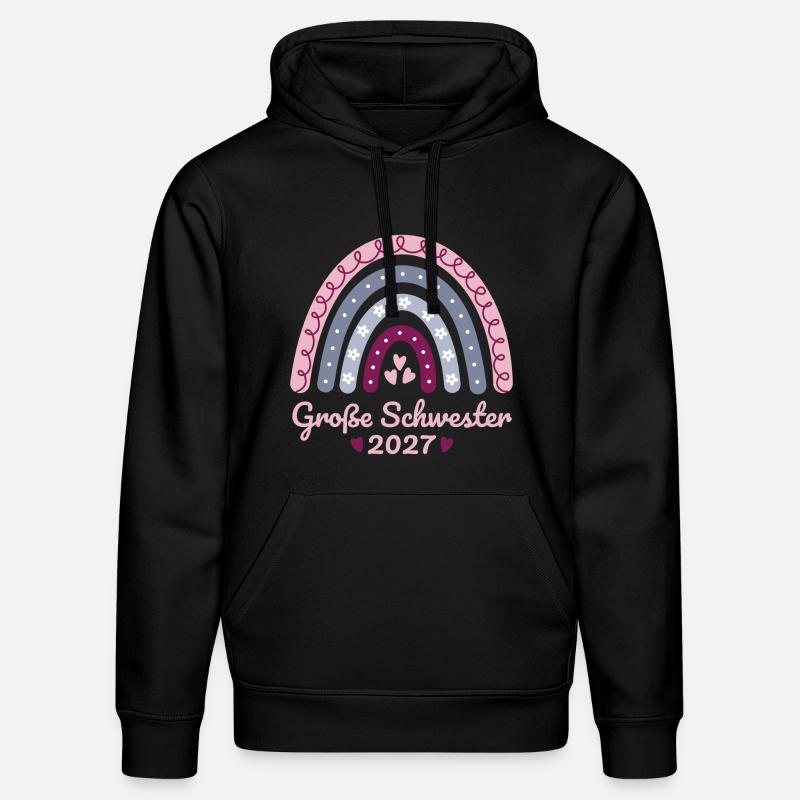Große Schwester 2027 Boho Regenbogen pastell - Stanley/Stella Unisex Bio-Hoodie DRUMMER  - Schwarz