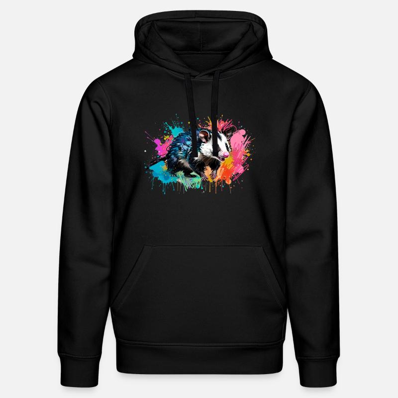 Opossum, ilustration,Beutelratte, bunt, Graffiti - Stanley/Stella Unisex Bio-Hoodie DRUMMER  - Schwarz