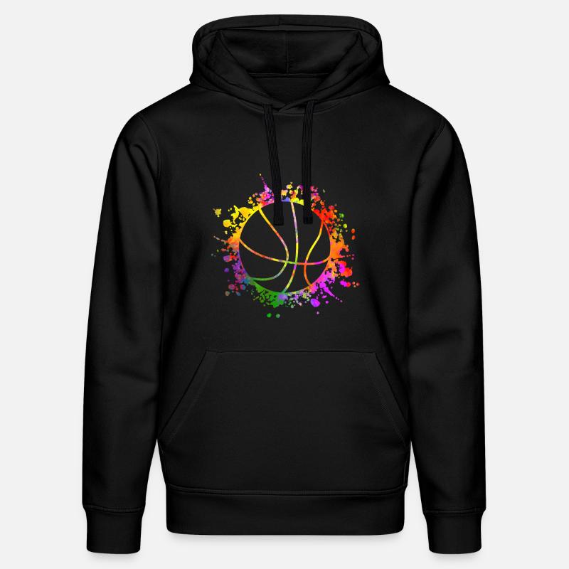 Éclaboussures de peinture de basket-ball - Sweat à capuche bio DRUMMER Stanley/Stella Unisexe - noir