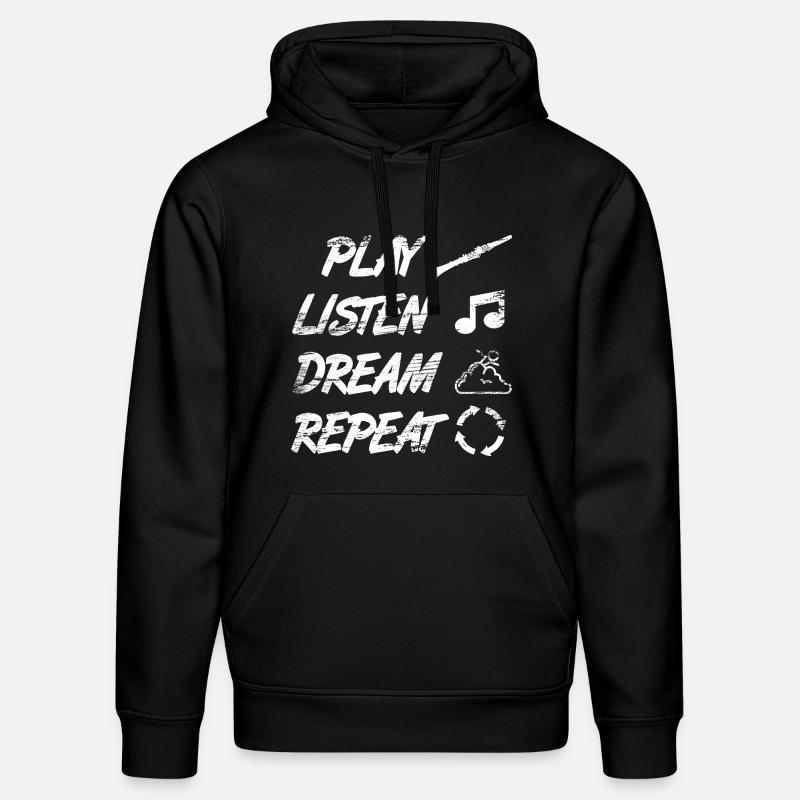 Jouer, écouter, rêver, répéter - Sweat à capuche bio DRUMMER Stanley/Stella Unisexe - noir