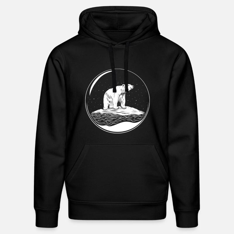 Eisbär auf Eisscholle Save the polarbear - Stanley/Stella Unisex Bio-Hoodie DRUMMER  - Schwarz