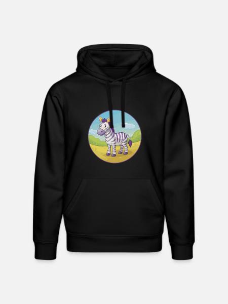 zebra, sød, kawaii, cartoon Clipart, dyr, kæledyr - Stanley/Stella DRUMMER økologisk unisex-hoodie - sort