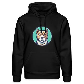 Bully Kutta Race de chien Drôle Dessin animé Kawaii Clipart - Sweat à capuche bio DRUMMER Stanley/Stella Unisexe - noir - Devant - Marisol (170cm) & Nik (191cm)