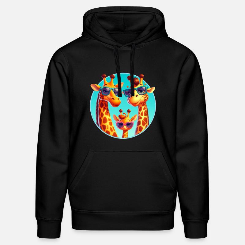 Famille de girafes cool avec des lunettes de soleil - Sweat à capuche bio DRUMMER Stanley/Stella Unisexe - noir