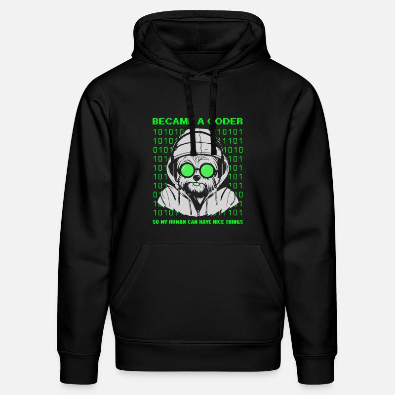 Became a Coder – Cyber Dog Binary - Stanley/Stella DRUMMER Unisex Organic Hoodie - black