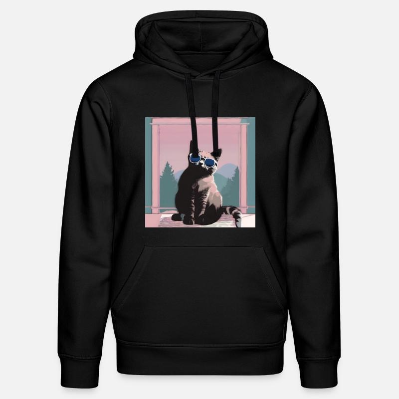 Chat au look rétro d’été - Sweat à capuche bio DRUMMER Stanley/Stella Unisexe - noir