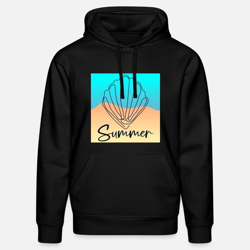 Line Art Coquillage - Plage d’été - Sweat à capuche bio DRUMMER Stanley/Stella Unisexe - noir