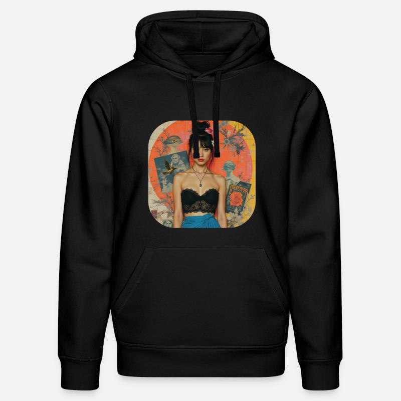 Conception de t-shirt Retro Collage - Sweat à capuche bio DRUMMER Stanley/Stella Unisexe - noir