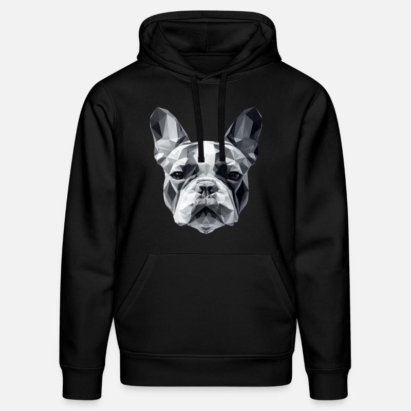 Bouledogue français Low Poly Design - Sweat à capuche bio DRUMMER Stanley/Stella Unisexe - noir