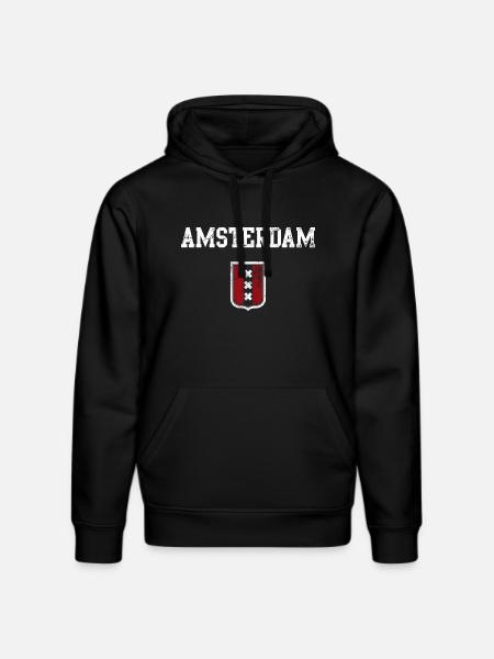 Amsterdam Crest Shield Motif - Stanley/Stella DRUMMER Unisex Organic Hoodie - black