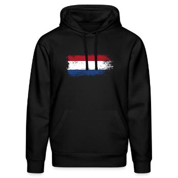 Coup de pinceau Dutch Tricolor - Sweat à capuche bio DRUMMER Stanley/Stella Unisexe - noir - Devant - Marisol (170cm) & Nik (191cm)