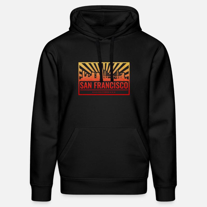 San Francisco Skyline Gradient - Stanley/Stella Unisex Bio-Hoodie DRUMMER  - Schwarz