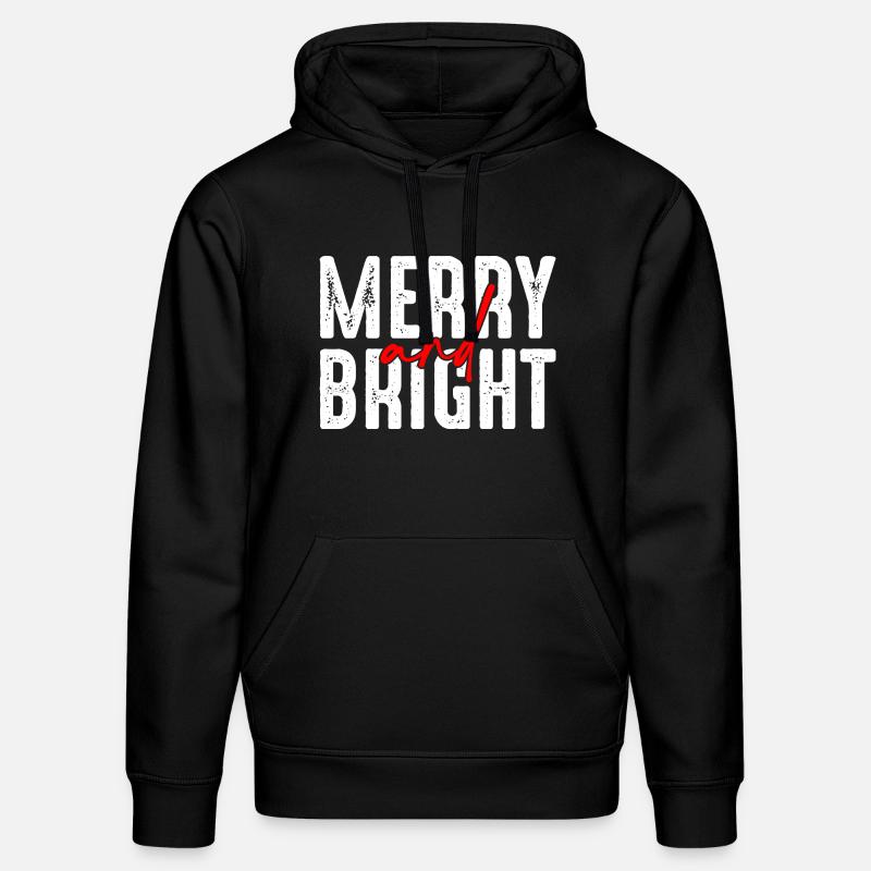 Merry and Bright Christmas Script - Stanley/Stella DRUMMER Unisex Organic Hoodie - black