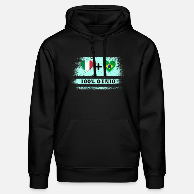 Italie et Brésil 100% drapeau de génie - Sweat à capuche bio DRUMMER Stanley/Stella Unisexe - noir