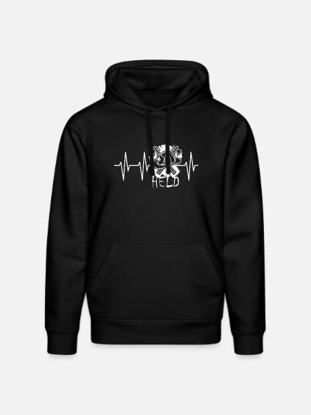 Firefighter Hero Heartbeat Firefighter Icon - Stanley/Stella DRUMMER Unisex Organic Hoodie - black