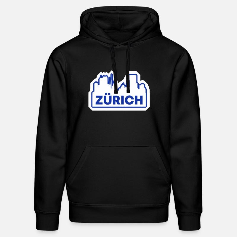 Impression du logo Zurich Skyline - Sweat à capuche bio DRUMMER Stanley/Stella Unisexe - noir
