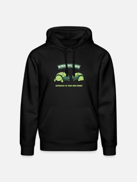 Introverts Unite Turtles - Stanley/Stella DRUMMER Unisex Organic Hoodie - black