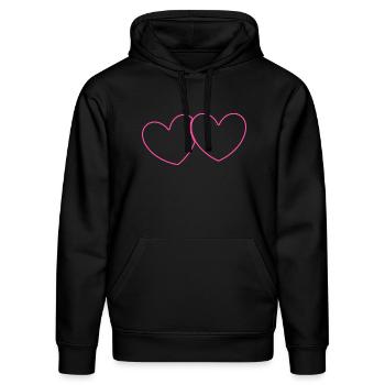Herz pink Herz rosa Geschenk Valentinstag - Stanley/Stella Unisex Bio-Hoodie DRUMMER  - Schwarz - Vorne - Marisol (170cm) & Nik (191cm)