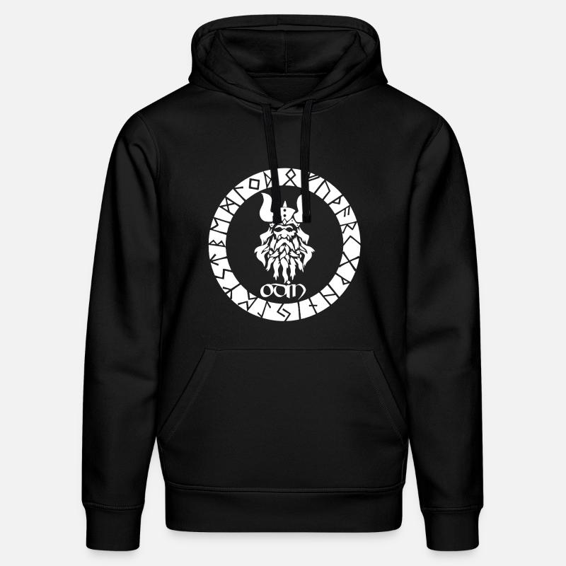 Dieu Odin et runes vikings blanches - Sweat à capuche bio DRUMMER Stanley/Stella Unisexe - noir