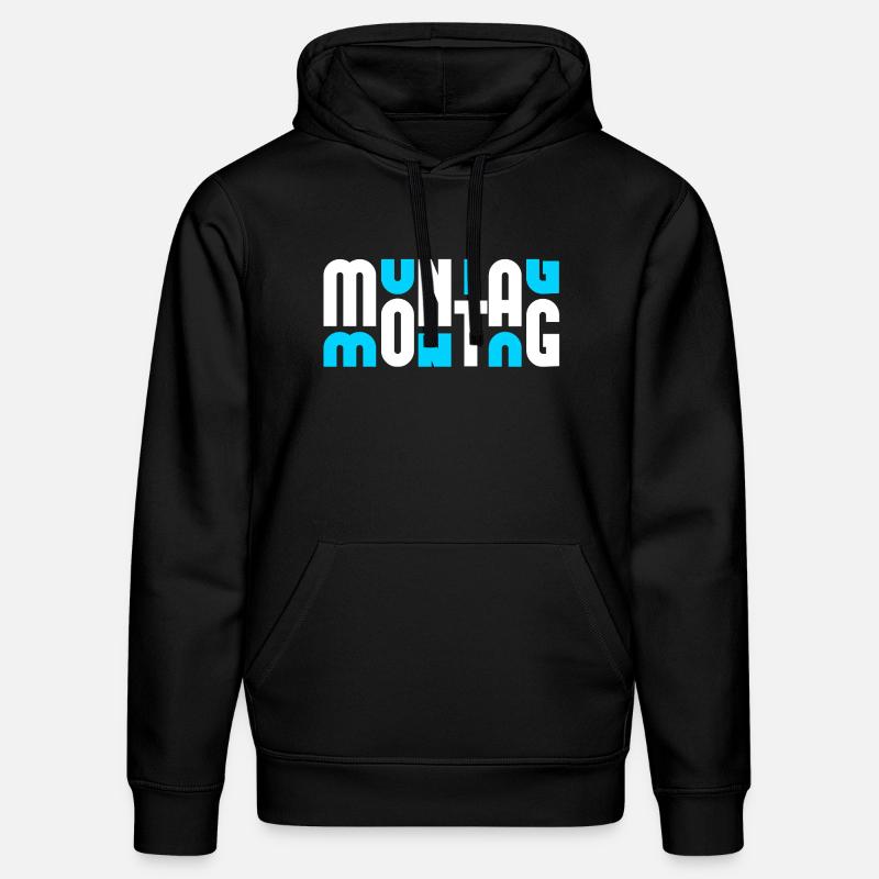 Motif Monday Blanc/Cyan - Sweat à capuche bio DRUMMER Stanley/Stella Unisexe - noir